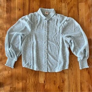 Levi's Women's Blue and Yellow Paislee Long Sleeve Blouse Top Size Small